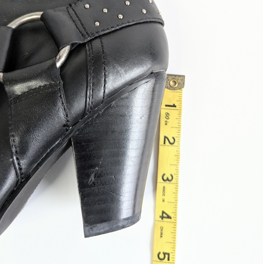 Rare Harley Davidson Black Leather Square Toe Riding Heeled Ankle Boots sz 8½ - Picture 10 of 10